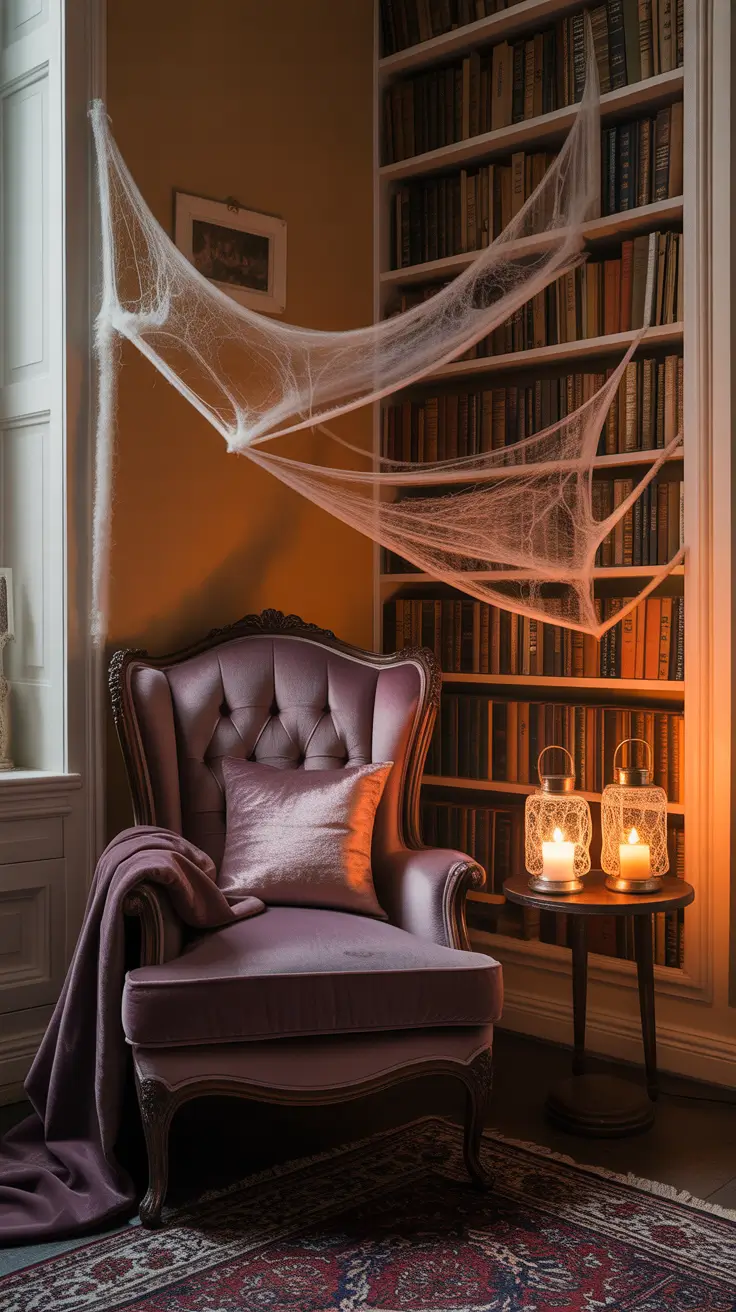 Halloween Living Room Decor Ideas 2025 Cozy Cobweb Corners With Velvet Touches