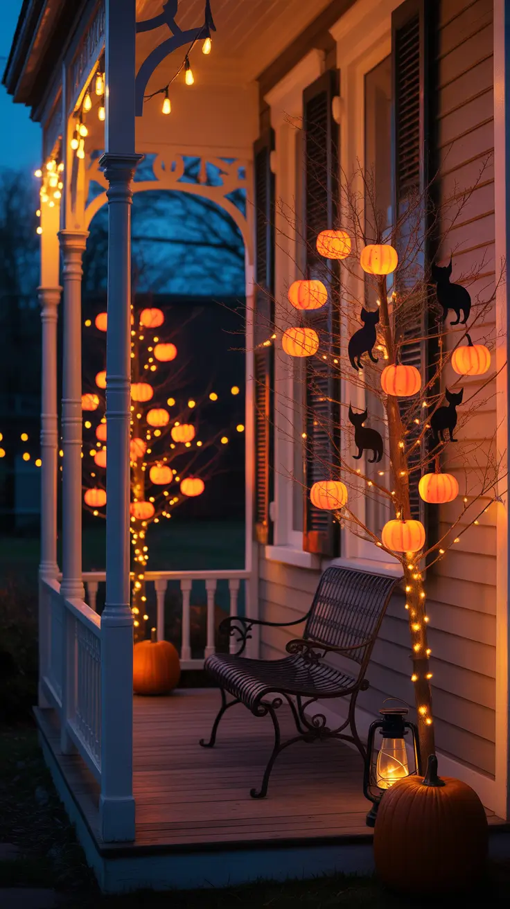 halloween tree ideas 2025 Outdoor Porch Trees That Dazzle By Night