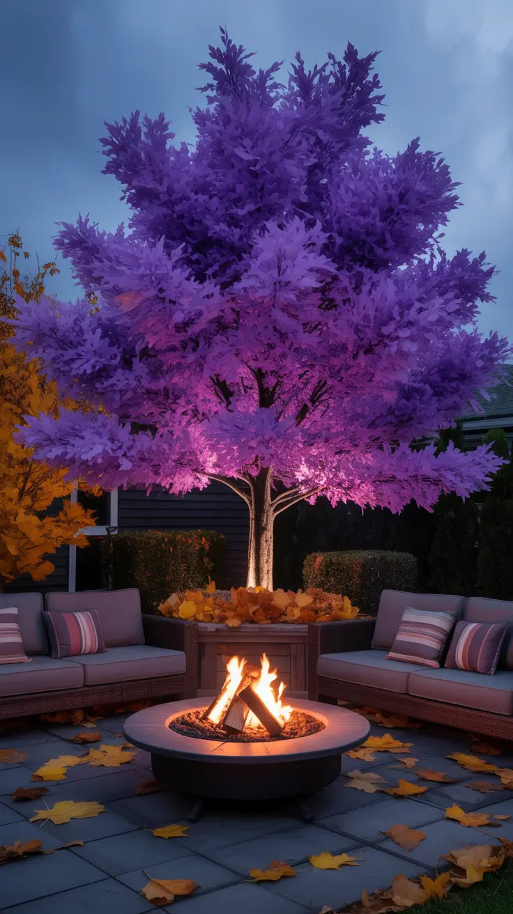 halloween tree ideas 2025 Purple Halloween Trees That Pop Against Fall Leaves