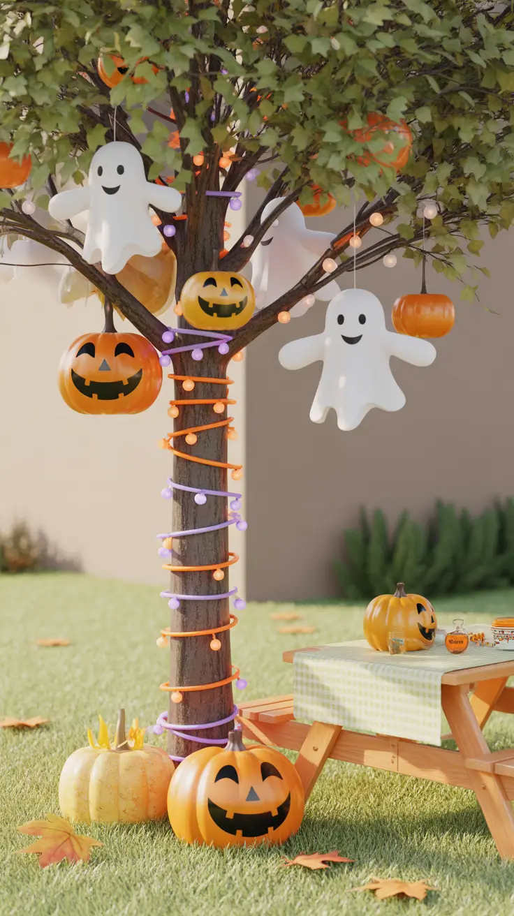 halloween tree ideas 2025 Outdoor Kid-Friendly Trees With Gentle Frights