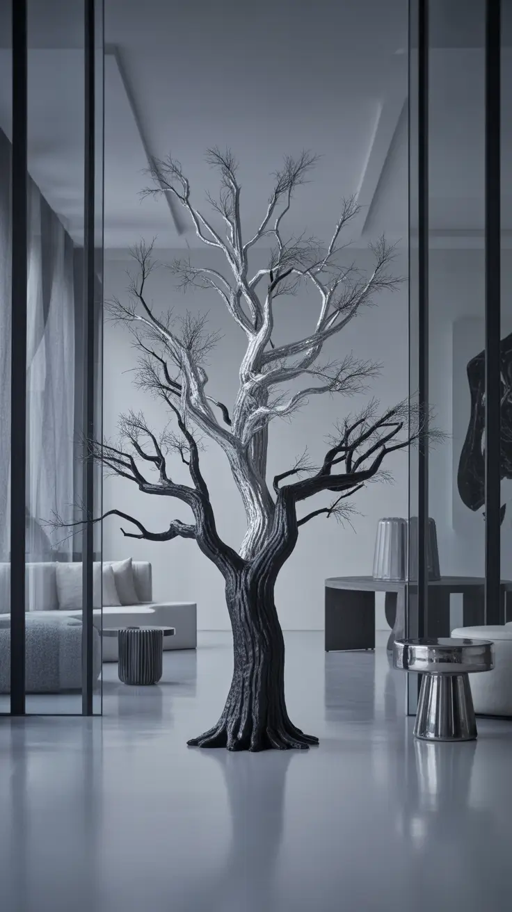 halloween tree ideas 2025 Chic Black And White Tree Styling For 2025