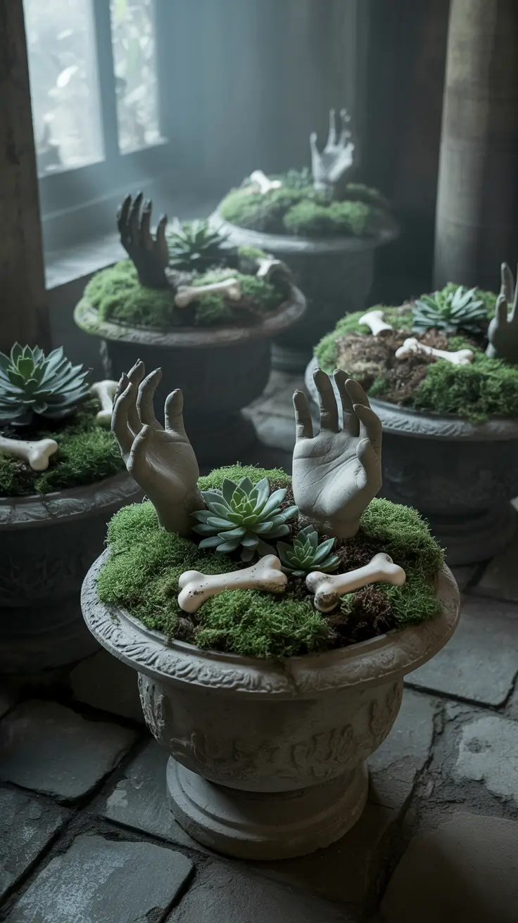 outdoor halloween decor ideas 2025 Creepy Planter Ideas That Bring Life (and Death!)