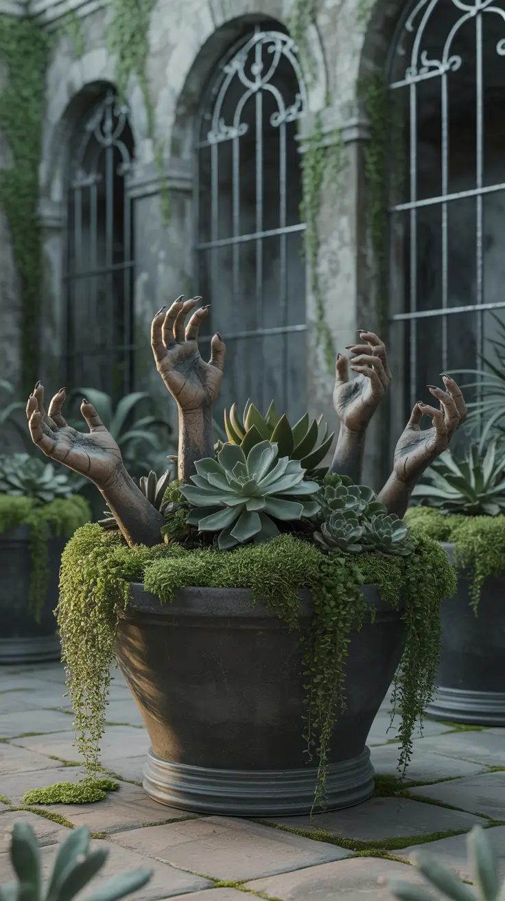 outdoor halloween decor ideas 2025 Creepy Planter Ideas That Bring Life (and Death!)