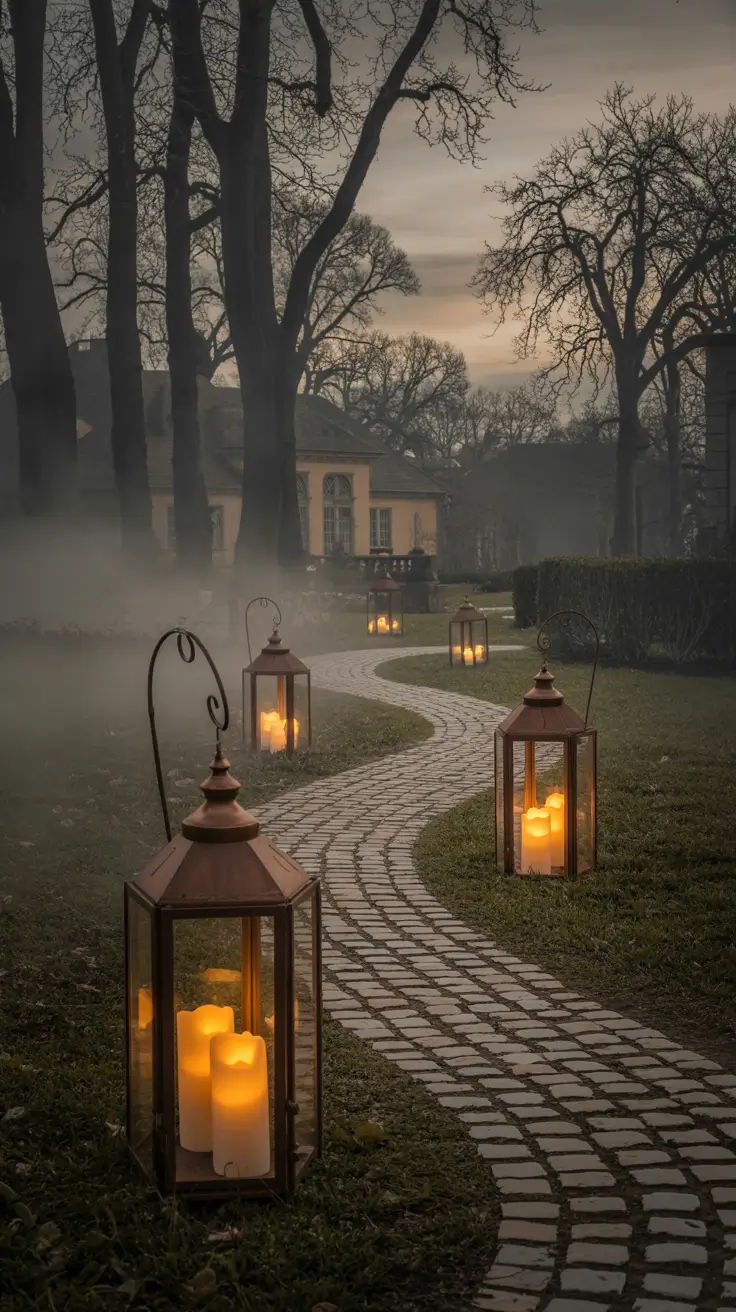 outdoor halloween decor ideas 2025 Lantern Pathways That Glow With Mystery