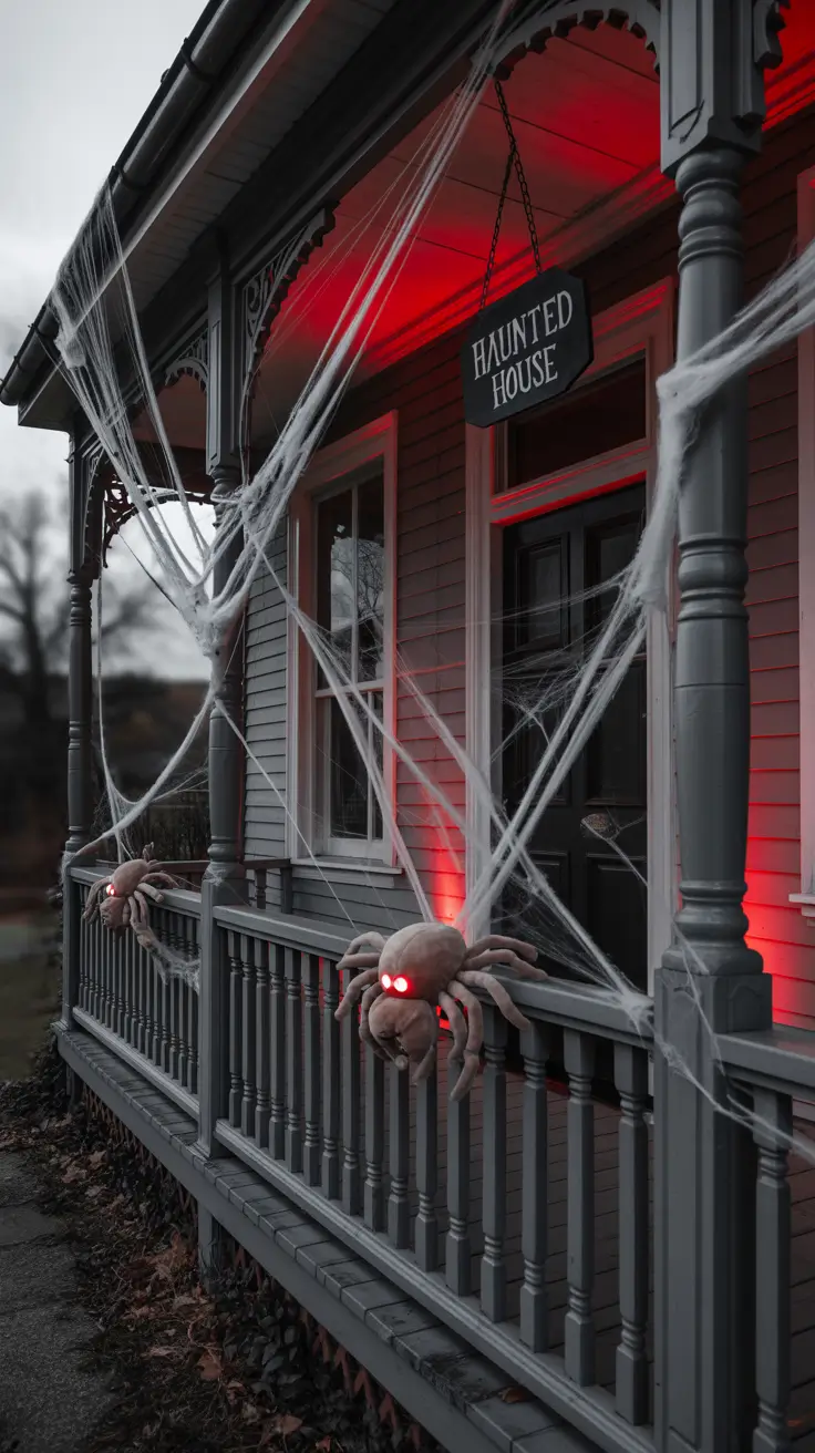 outdoor halloween decor ideas 2025 Spider Webbed Entryways for a Classic Scare