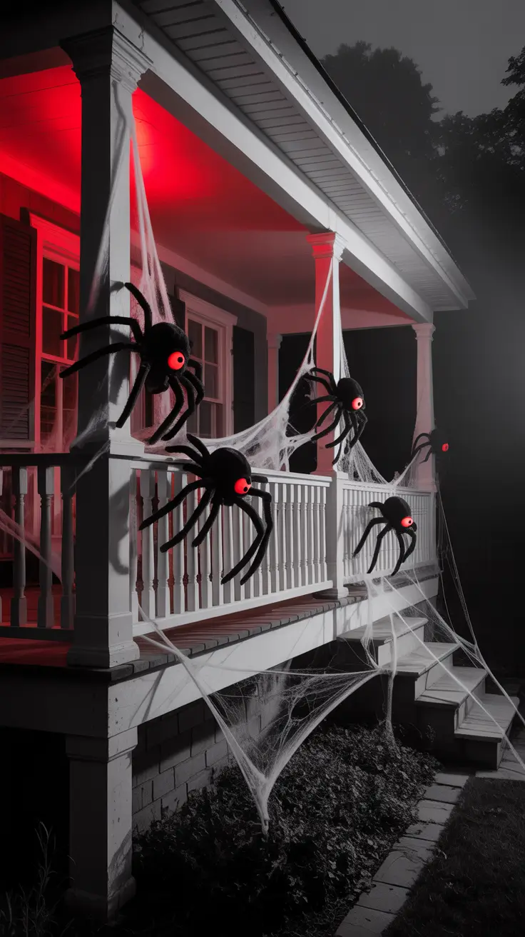 outdoor halloween decor ideas 2025 Spider Webbed Entryways for a Classic Scare