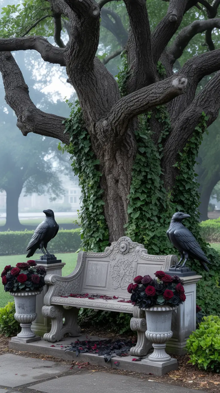 outdoor halloween decor ideas 2025 Gothic Garden Corners With Eerie Elegance