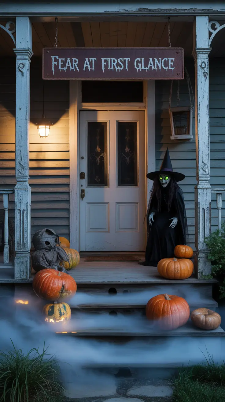 scary halloween decorations for home 2025 Fear at First Glance Front Porch Decor That Screams