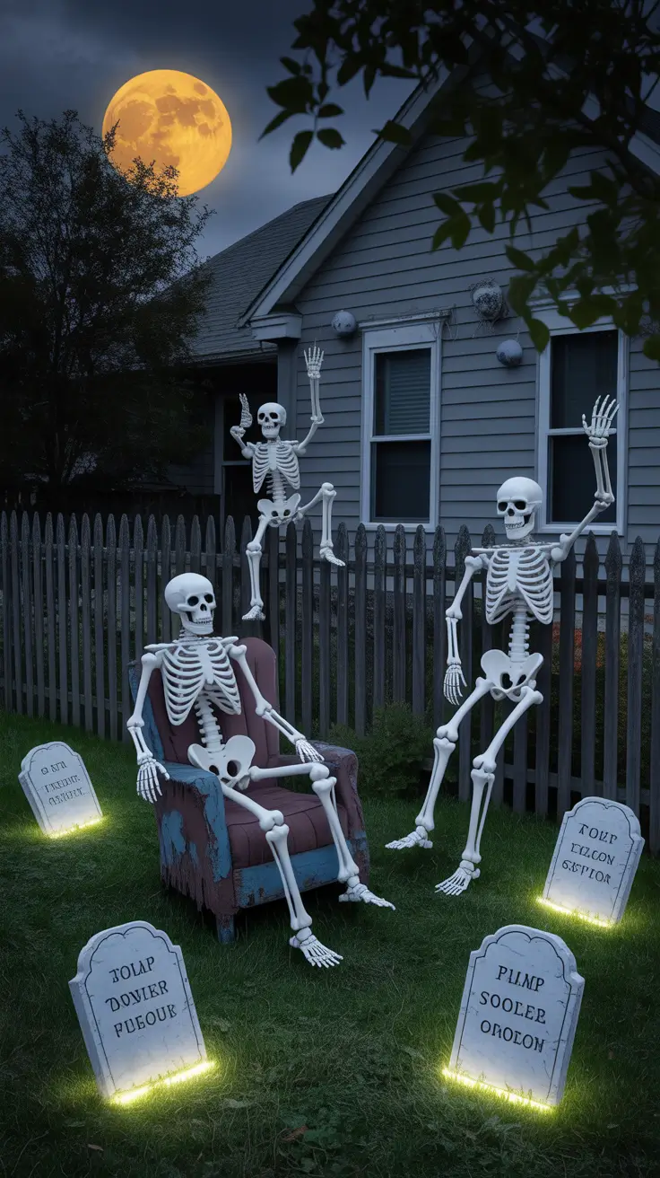 scary halloween decorations for home 2025 Skeletons in the Yard: Bold Outdoor Halloween Decor