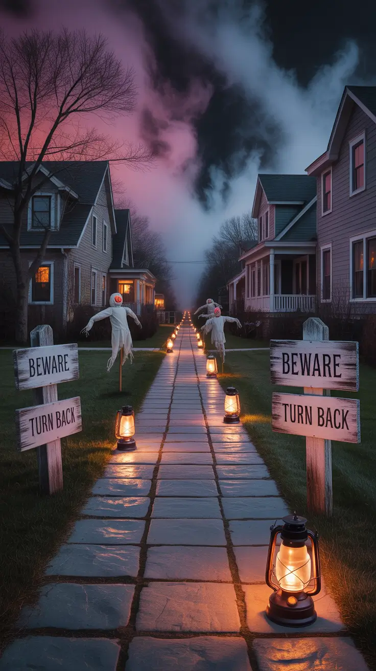 scary halloween decorations for home 2025 Spooky Front Yard Pathways: Guide Guests to Terror