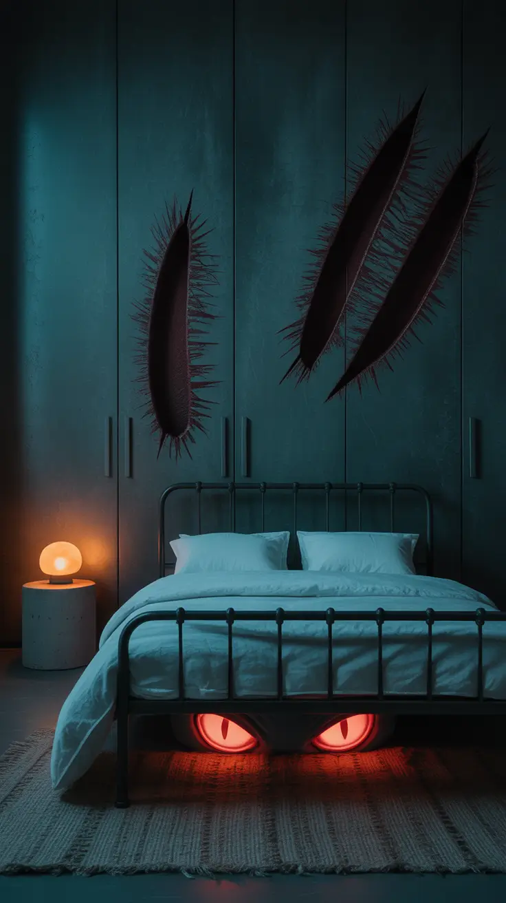 scary halloween decorations for home 2025 Monster Under the Bed Bedroom Halloween Ideas for 2025
