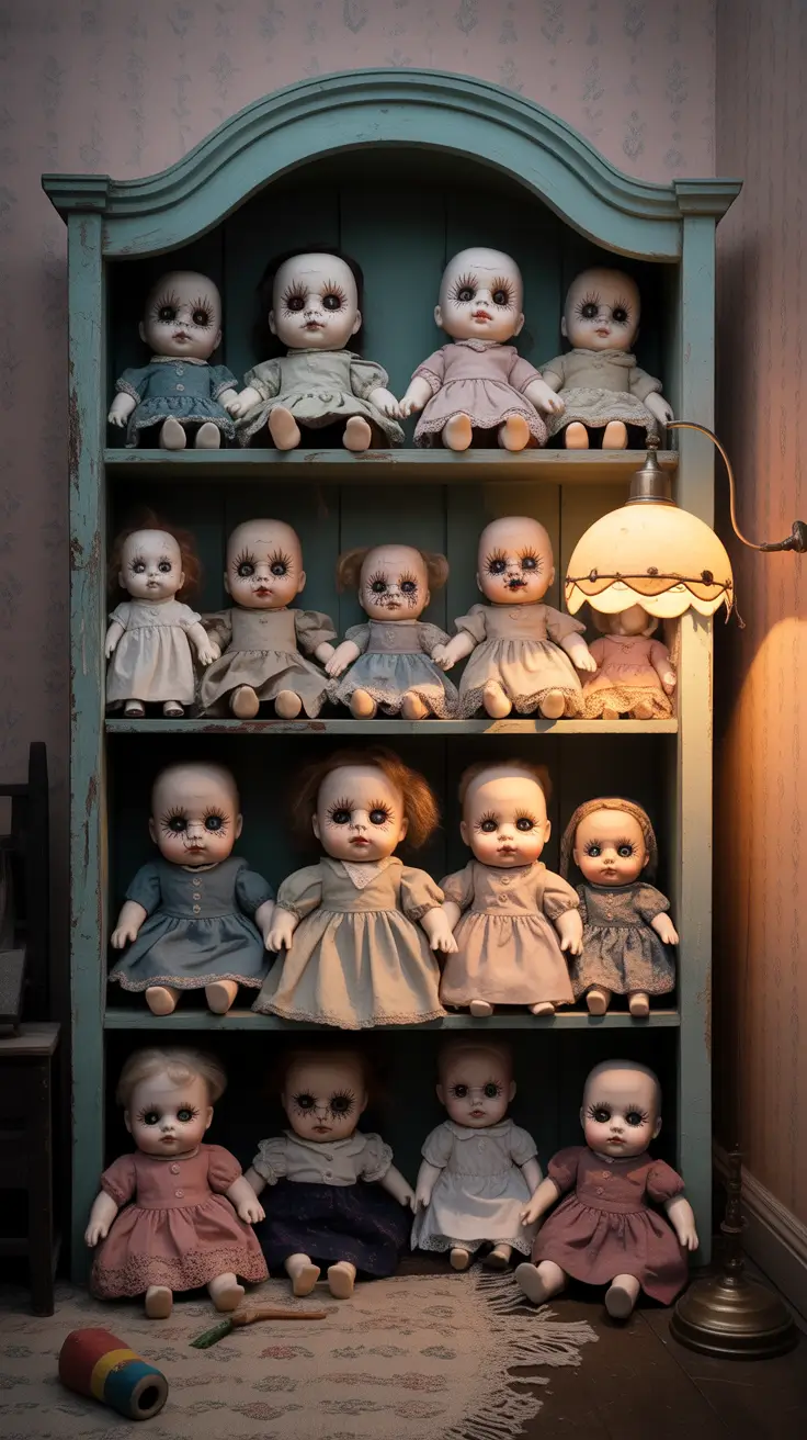 scary halloween decorations for home 2025 The Cursed Doll Display Using Dolls to Scare Like Movies