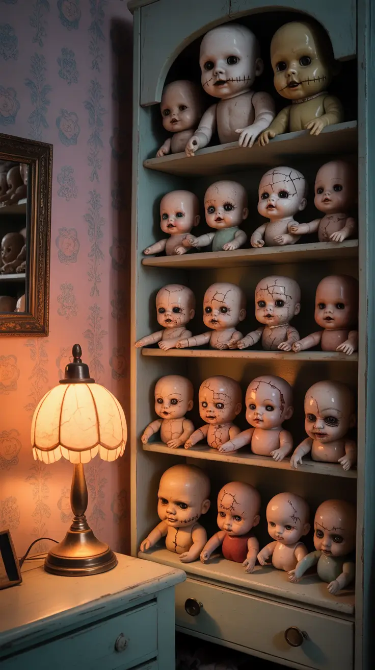 scary halloween decorations for home 2025 The Cursed Doll Display Using Dolls to Scare Like Movies
