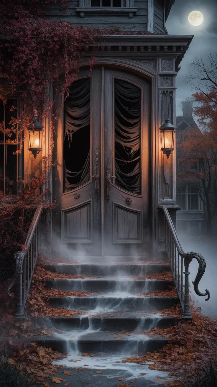 scary halloween door decorations 2025 Haunted Mansion Doorway: Enter If You Dare