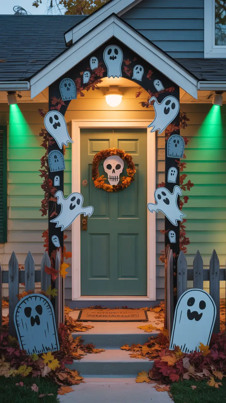 scary halloween door decorations 2025 DIY Graveyard Door with Creepy Details