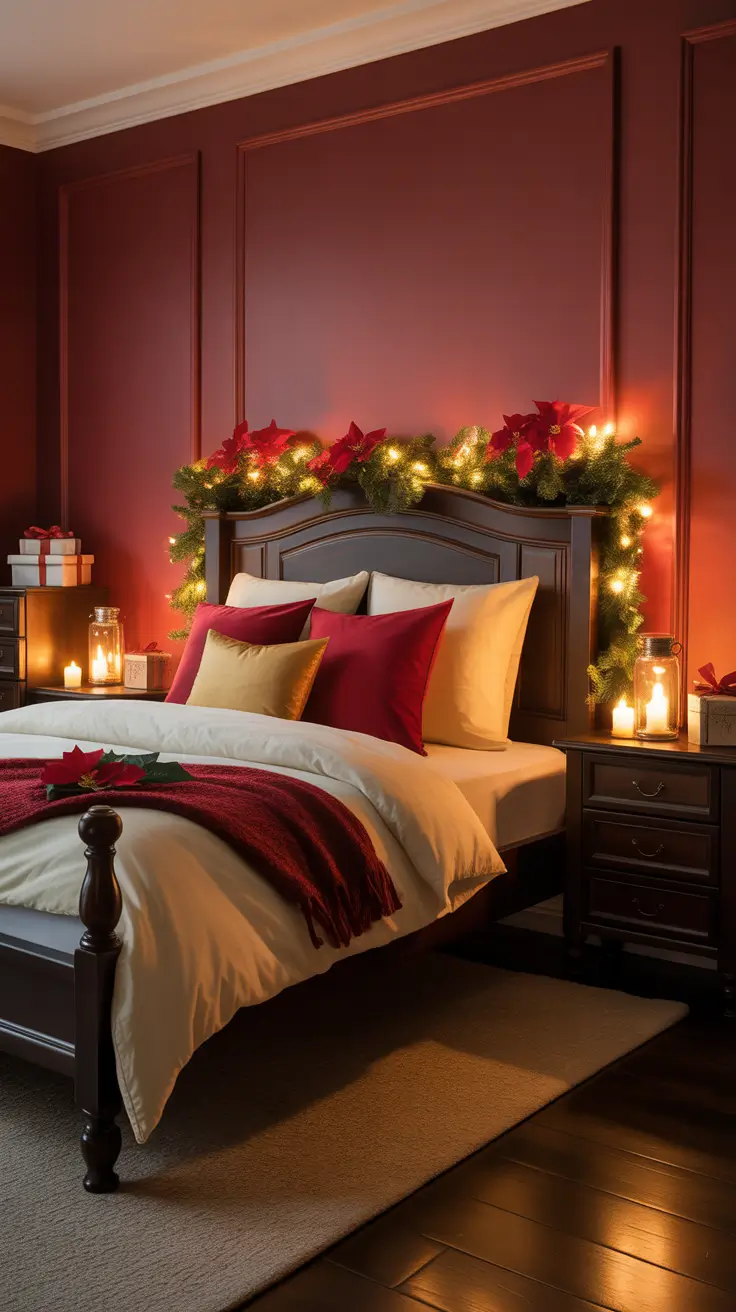 Christmas Bedroom Decor Ideas 2025 Dark Wood Accents For Warm Holiday Nights