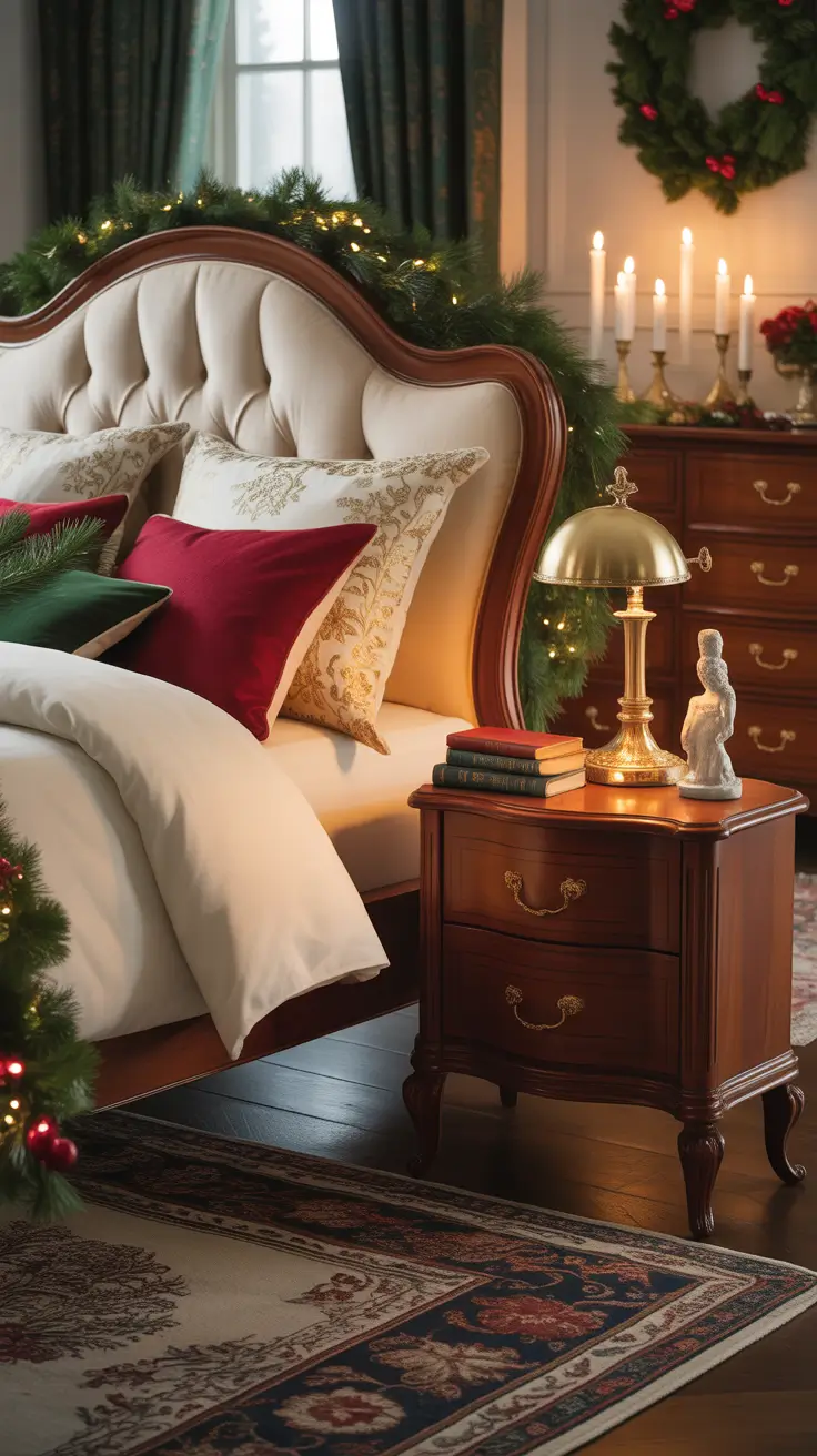 Christmas Bedroom Decor Ideas 2025 Cherry Wood Furniture With Festive Glow