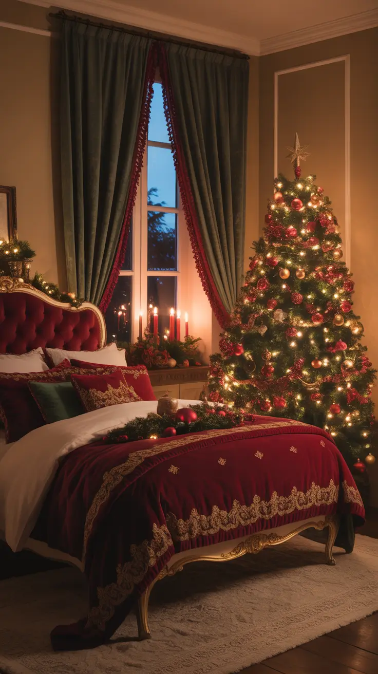 Christmas Bedroom Decor Ideas 2025 Red And Green Classic Christmas Bedroom Ideas