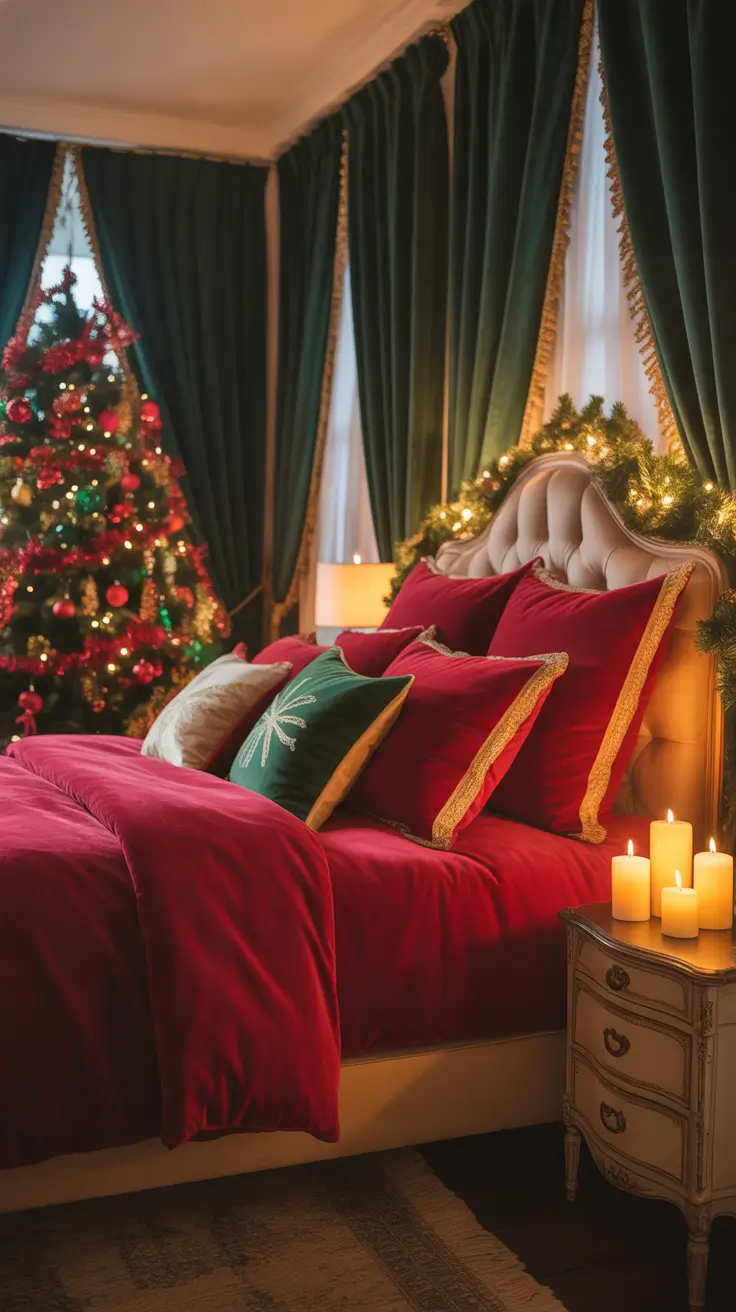 Christmas Bedroom Decor Ideas 2025 Red And Green Classic Christmas Bedroom Ideas