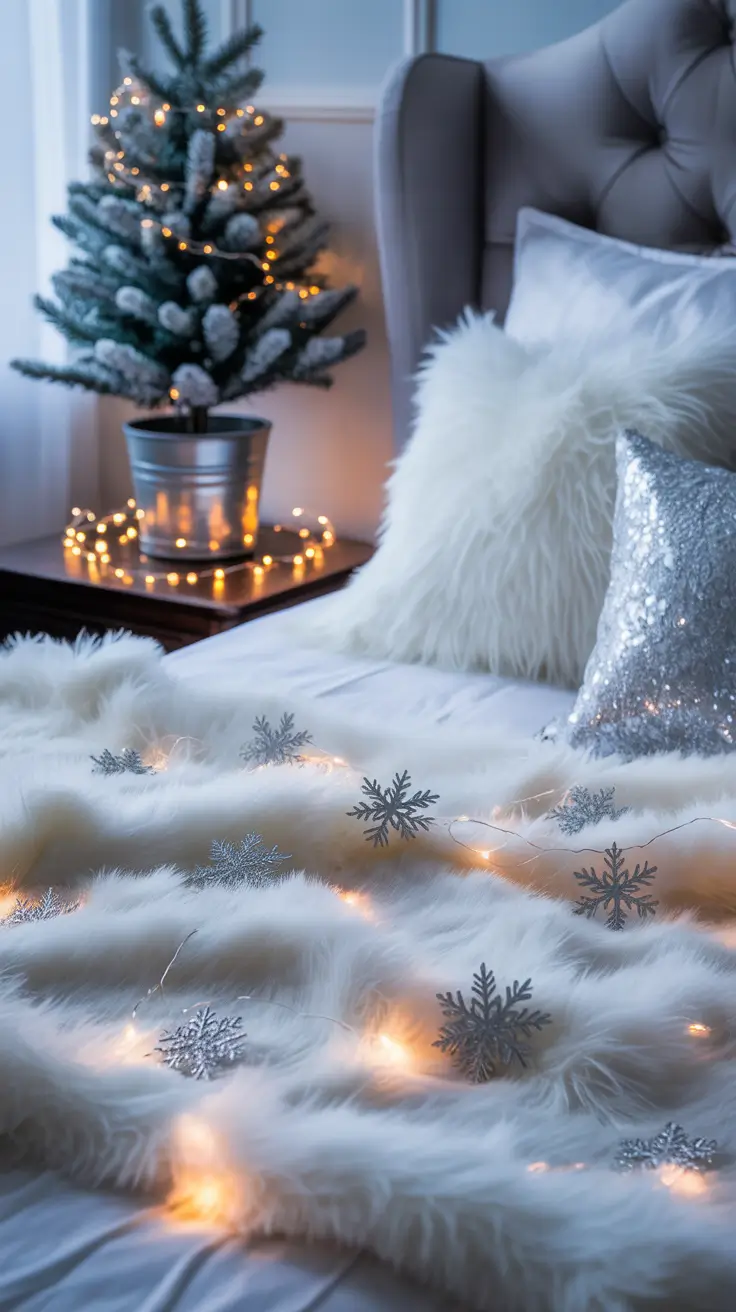 Christmas Bedroom Decor Ideas 2025 Winter Wonderland Bedroom Decor With Snowy Whites