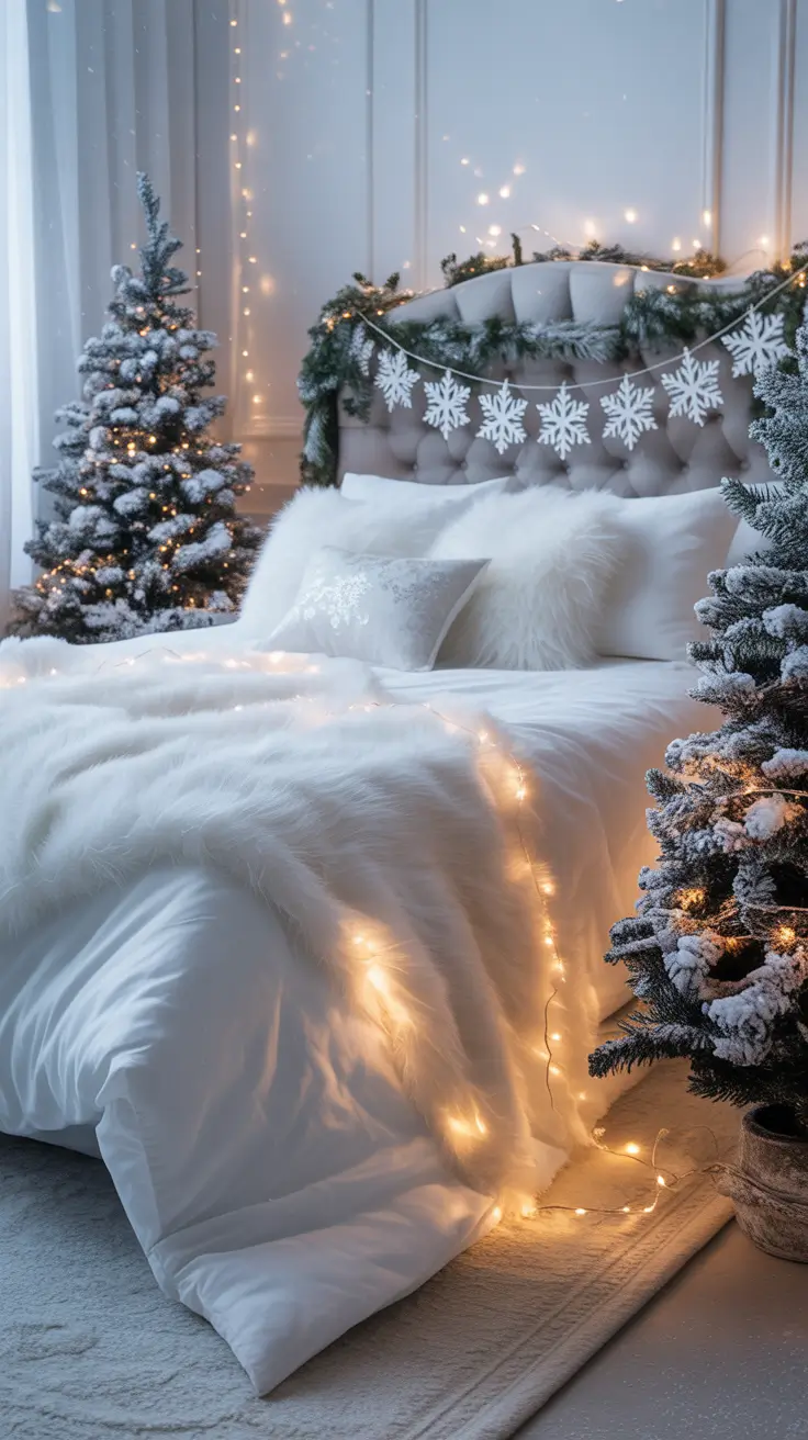 Christmas Bedroom Decor Ideas 2025 Winter Wonderland Bedroom Decor With Snowy Whites