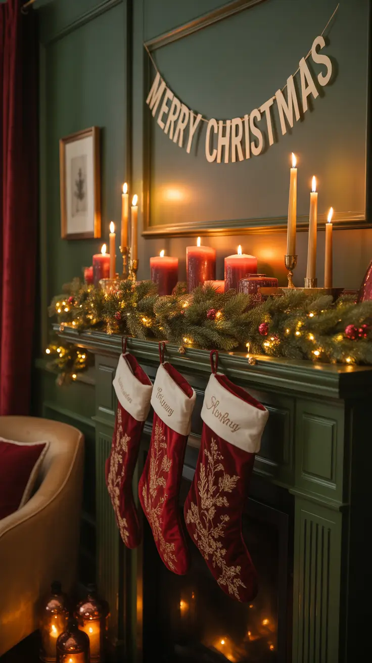 Christmas Decor Ideas 2025 Fireplace Mantle Holiday Glam