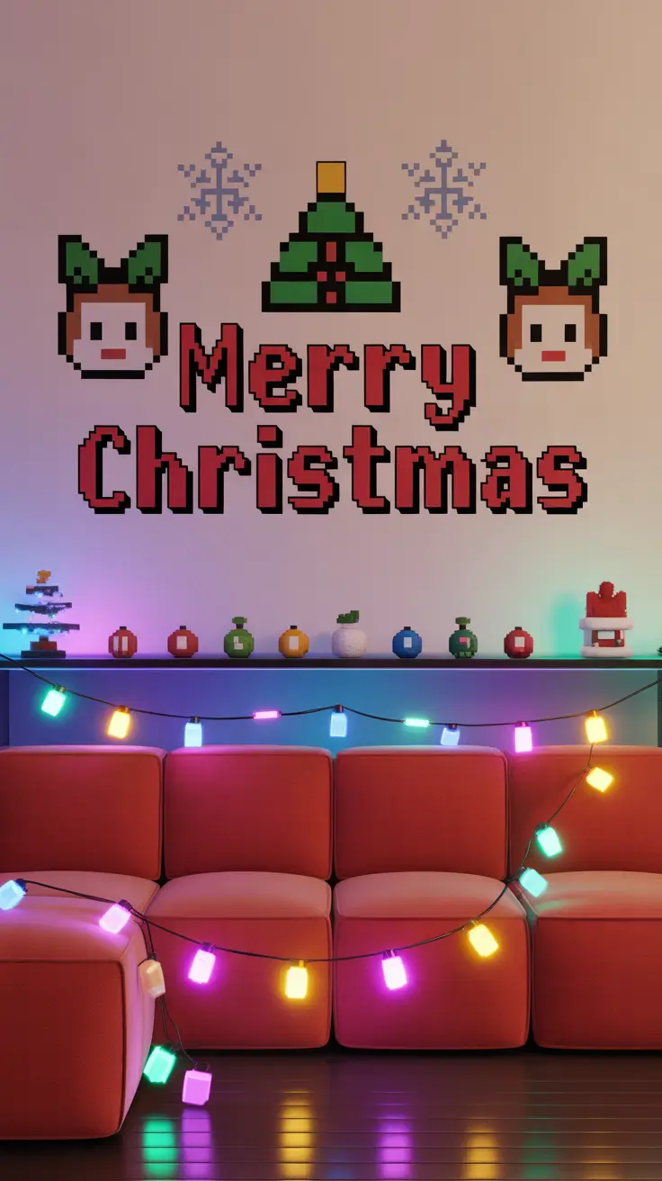 Pixel art holiday wall Christmas style