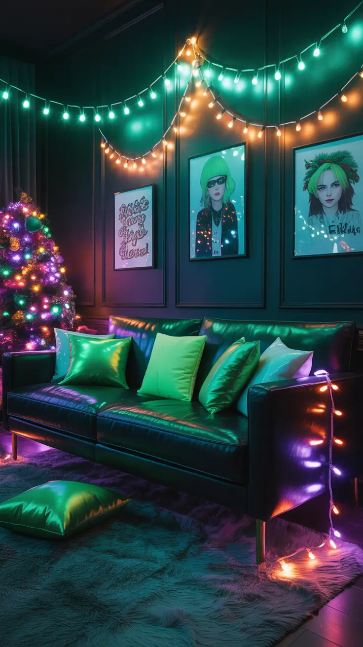 Billie Eilish Christmas aesthetic living room