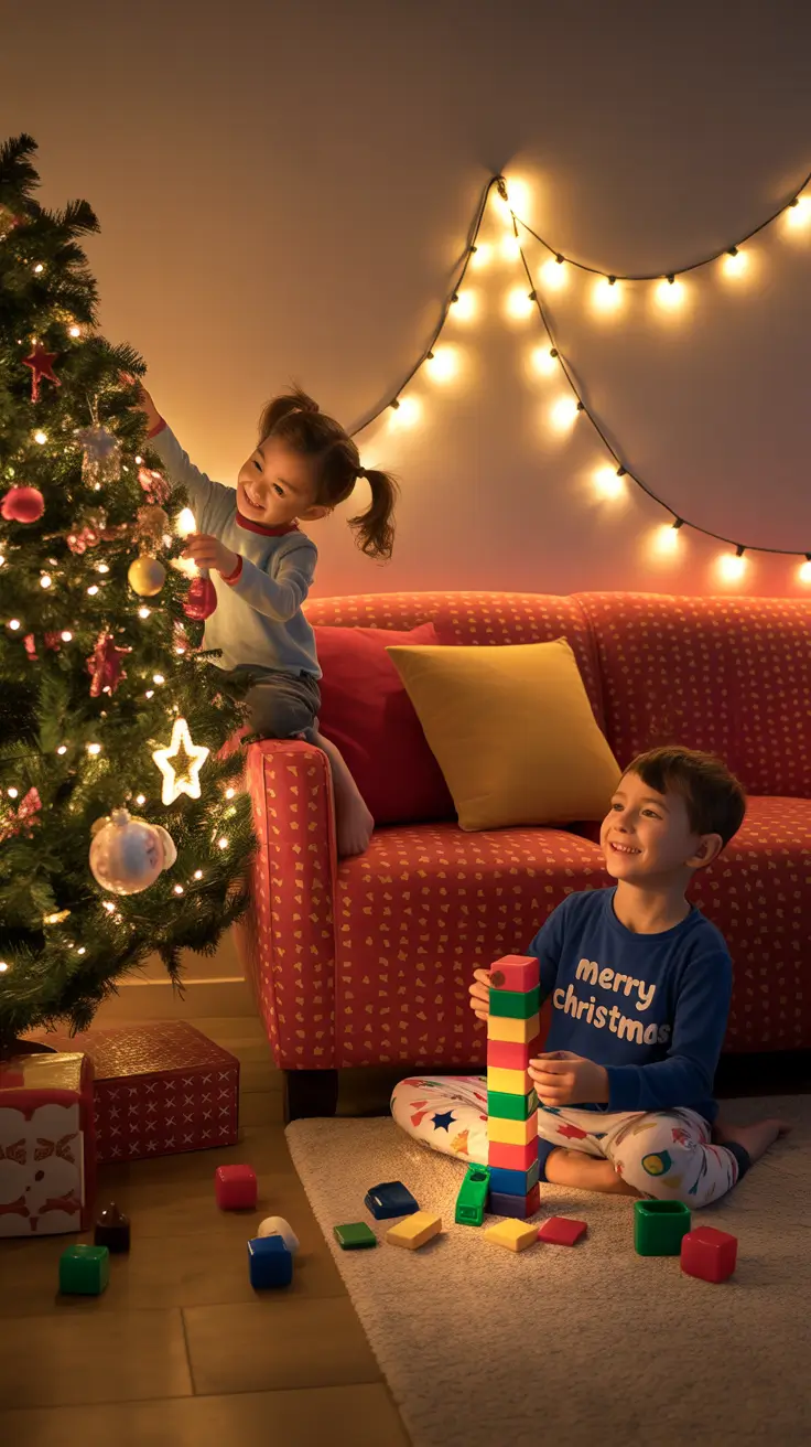 Silver and gold glamorous Christmas living room