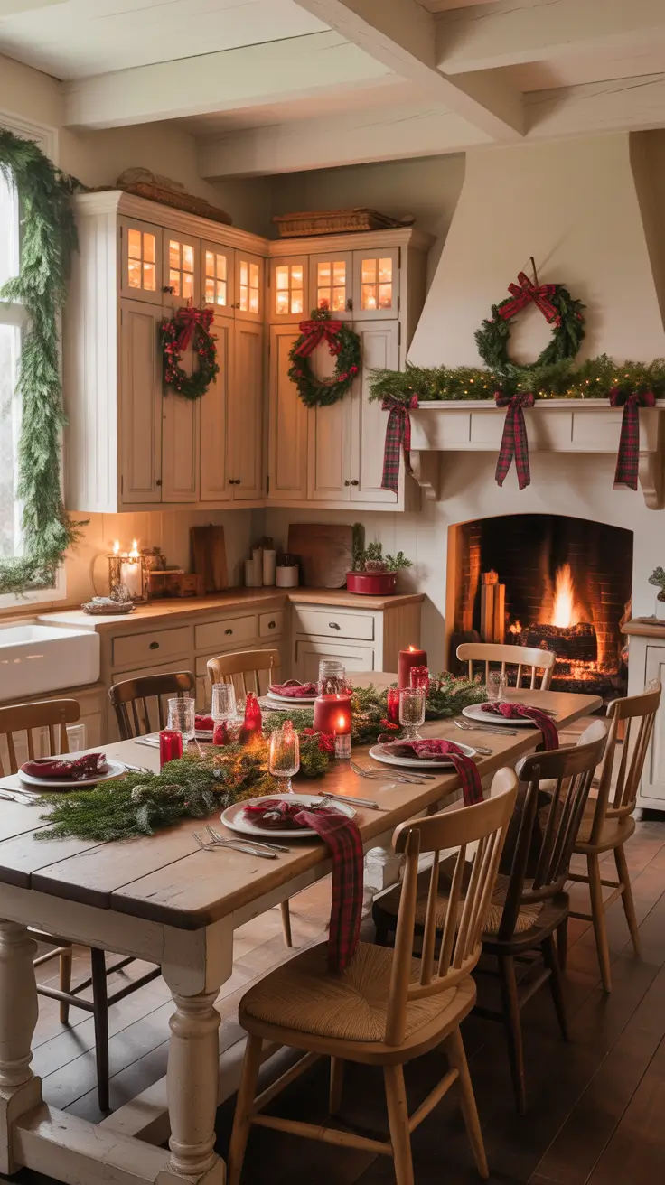Christmas Kitchen Decor Ideas 2025 Cabinets Wood Rustic Farmhouse Feel