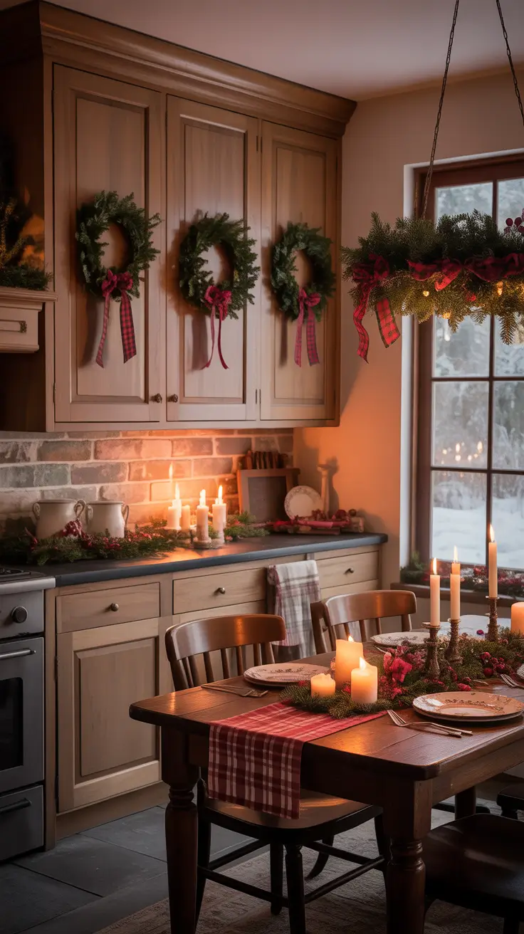 Christmas Kitchen Decor Ideas 2025 Cabinets Wood Rustic Farmhouse Feel