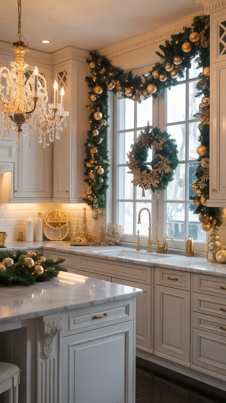 Christmas Kitchen Decor Ideas 2025 White And Gold Elegance For Kitchens