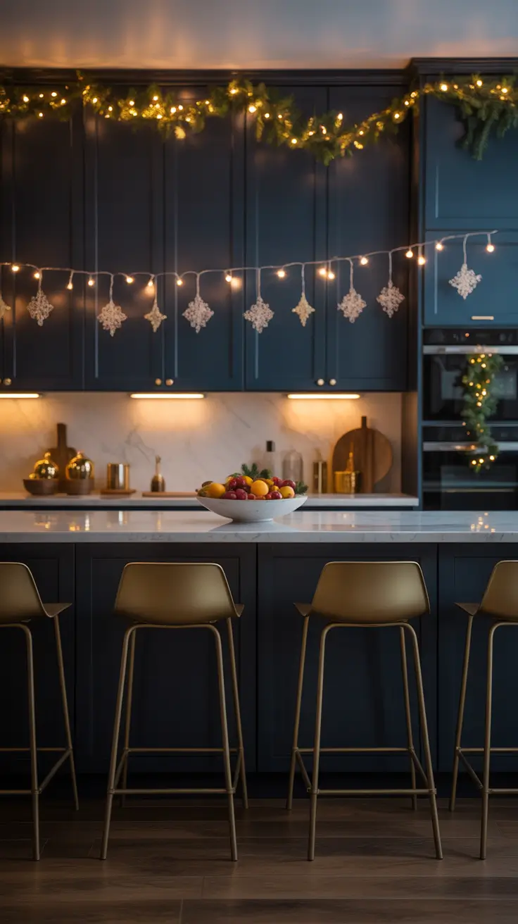 Christmas Kitchen Decor Ideas 2025 Dark Cabinets With Holiday Sparkle
