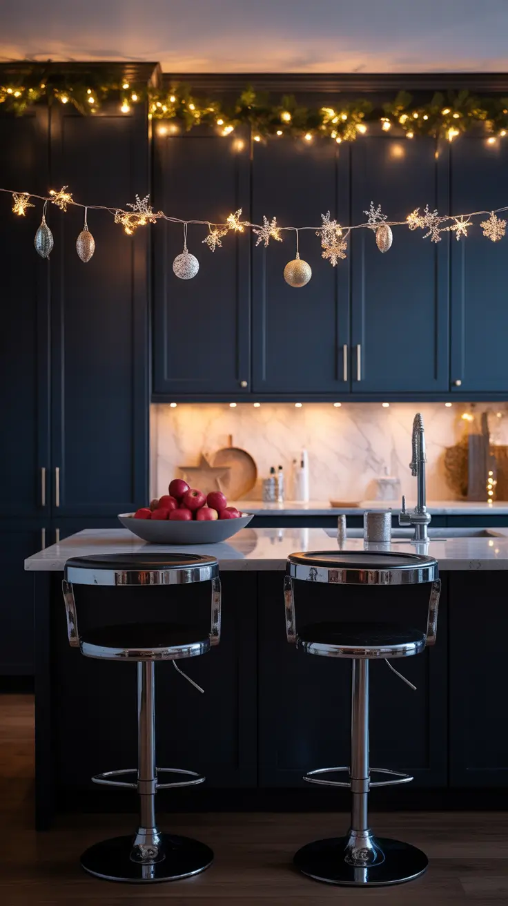 Christmas Kitchen Decor Ideas 2025 Dark Cabinets With Holiday Sparkle