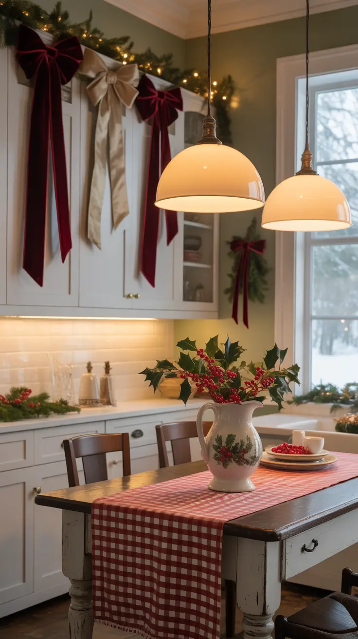 Christmas Kitchen Decor Ideas 2025 Cabinets Bows And Ribbons Magic