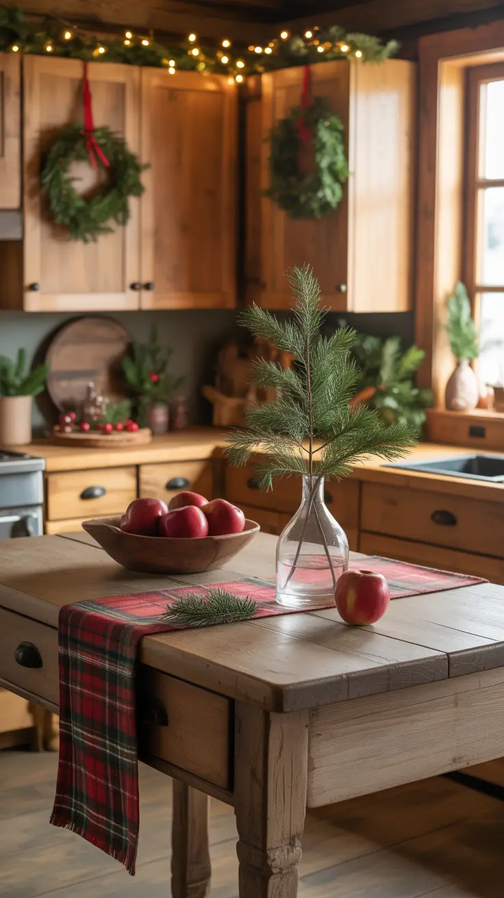 Christmas Kitchen Decor Ideas 2025 Cabinets Wood Natural Christmas Charm