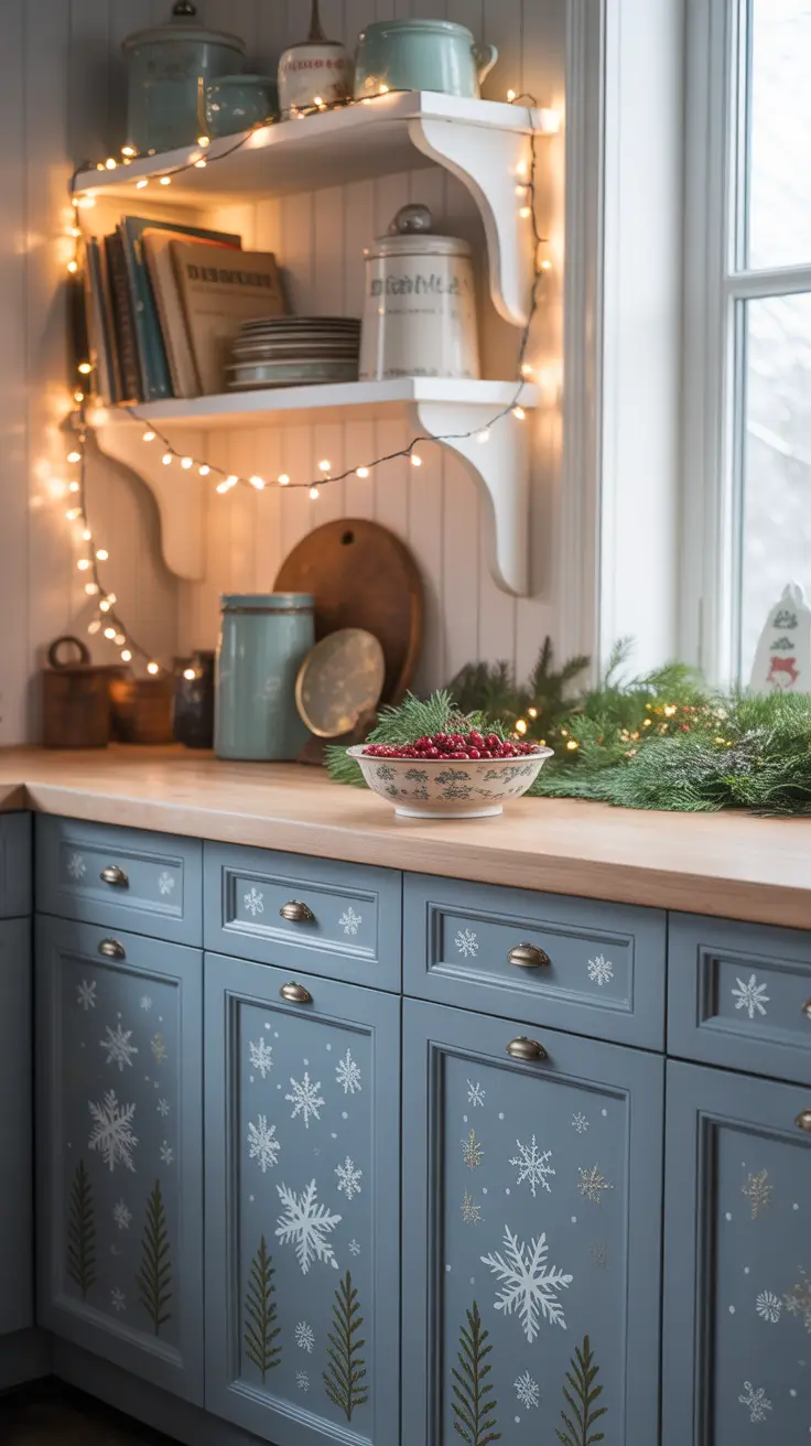 Christmas Kitchen Decor Ideas 2025 Cabinets DIY Painted Holiday Accents