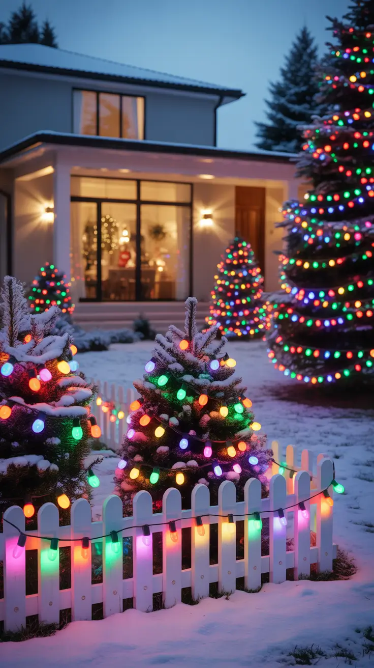 Colorful Outdoor Christmas Lights Extravaganza