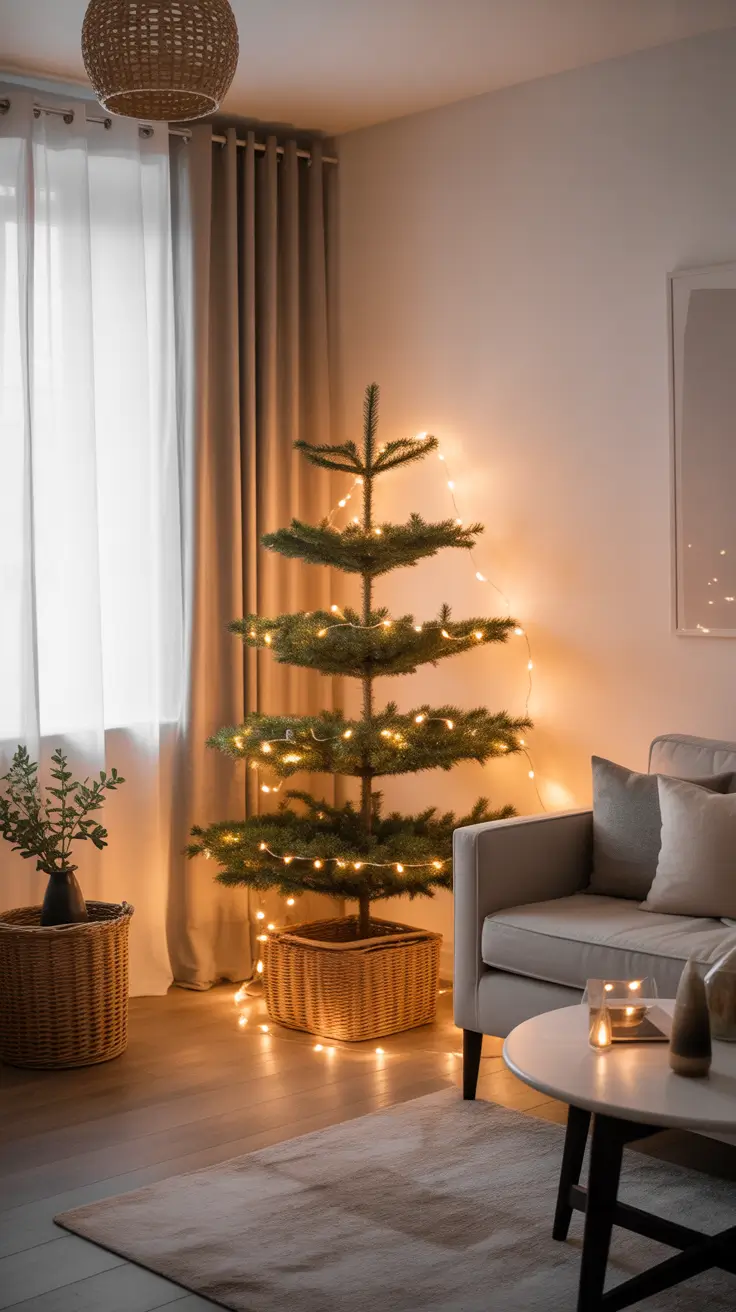 Christmas Lights Ideas 2025 Minimalist Christmas Tree with Lights