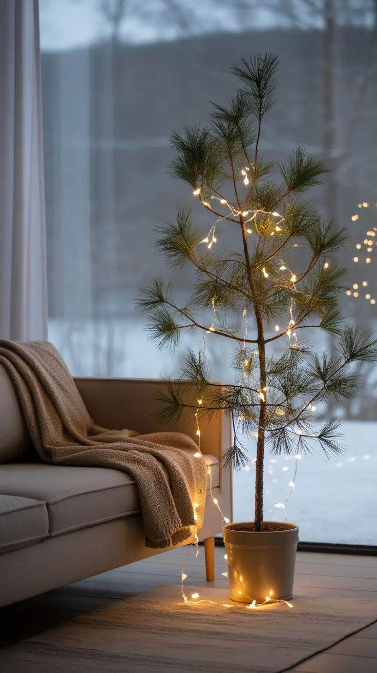 Christmas Lights Ideas 2025 Minimalist Christmas Tree with Lights