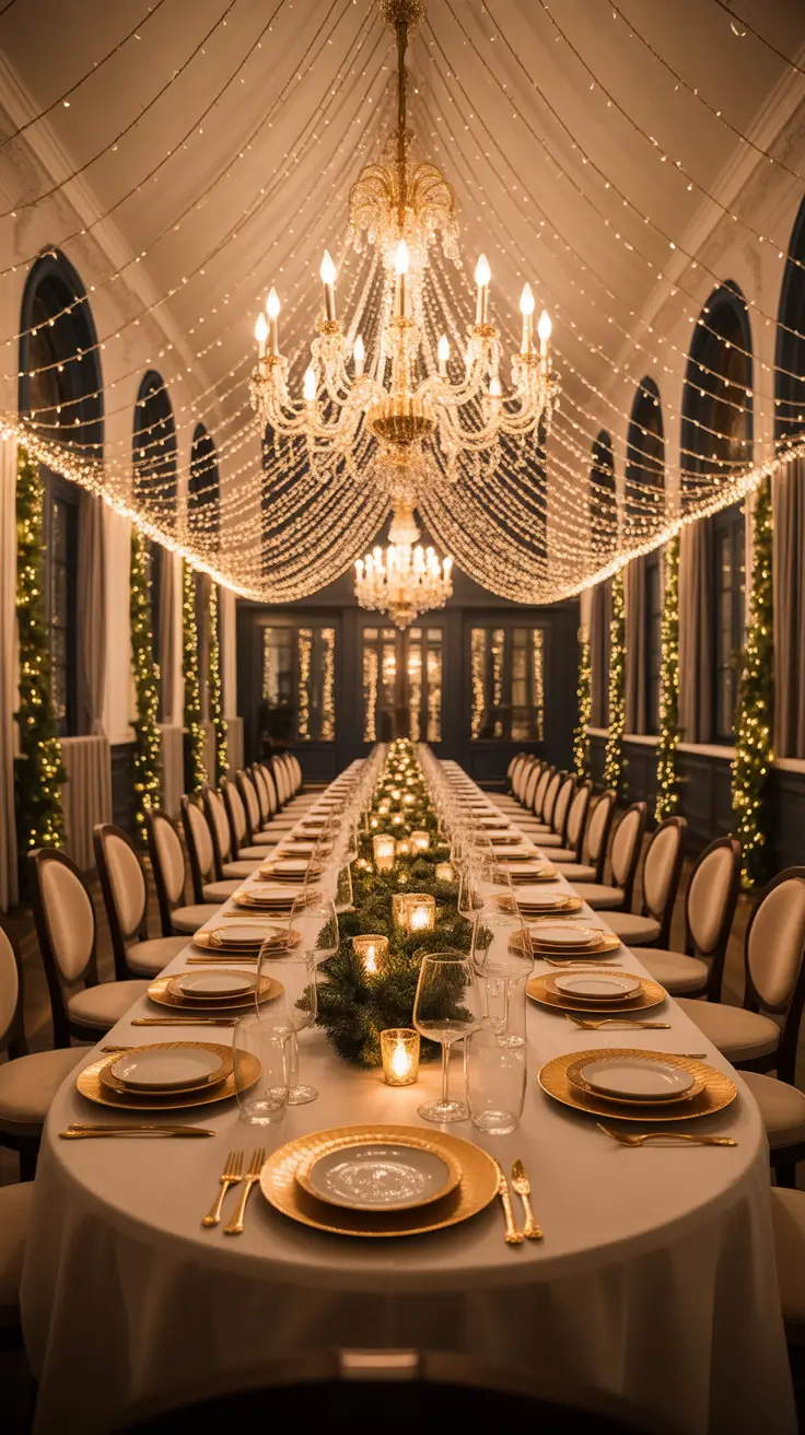 Christmas Lights Ideas 2025 Dining Hall with Lights