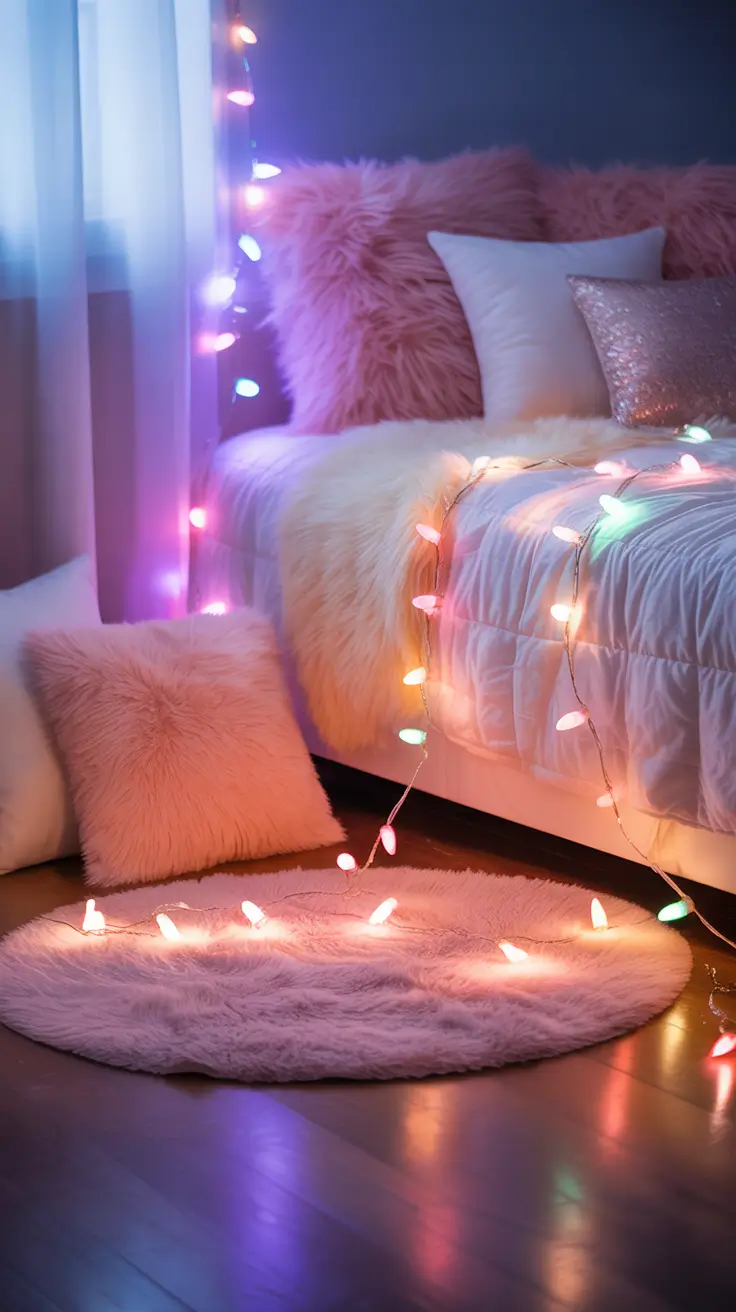 Christmas Lights Ideas 2025 Bedroom Glam with Lights