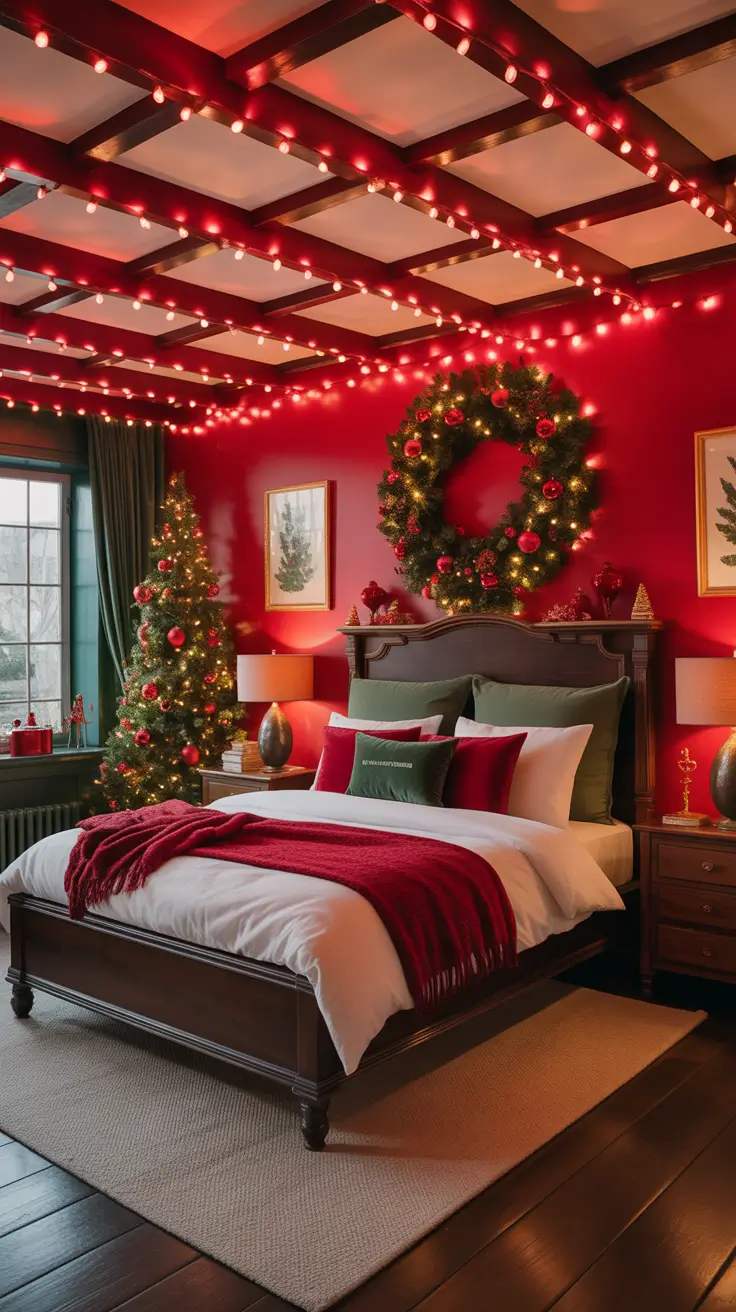 Christmas lights in the bedroom 2025 Red glow