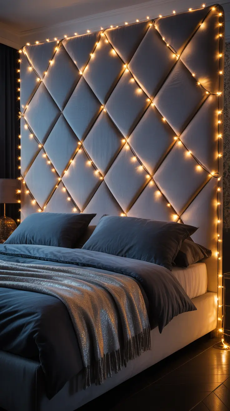 Christmas lights in the bedroom 2025 Canopy bed ideas
