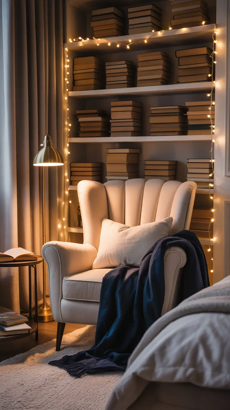 Christmas lights in the bedroom 2025 Cozy Reading Nooks With Christmas Light Decor