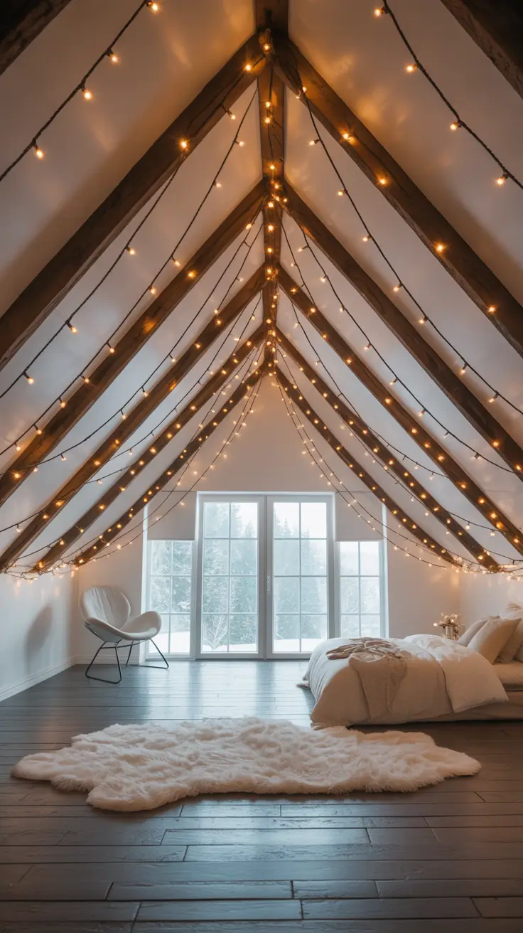 Christmas lights in the bedroom 2025 Ceiling Ideas Using Hanging Christmas Lights
