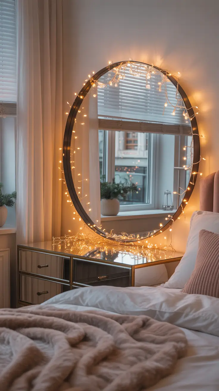 Christmas lights in the bedroom 2025 Christmas Lights Framing Mirrors And Windows
