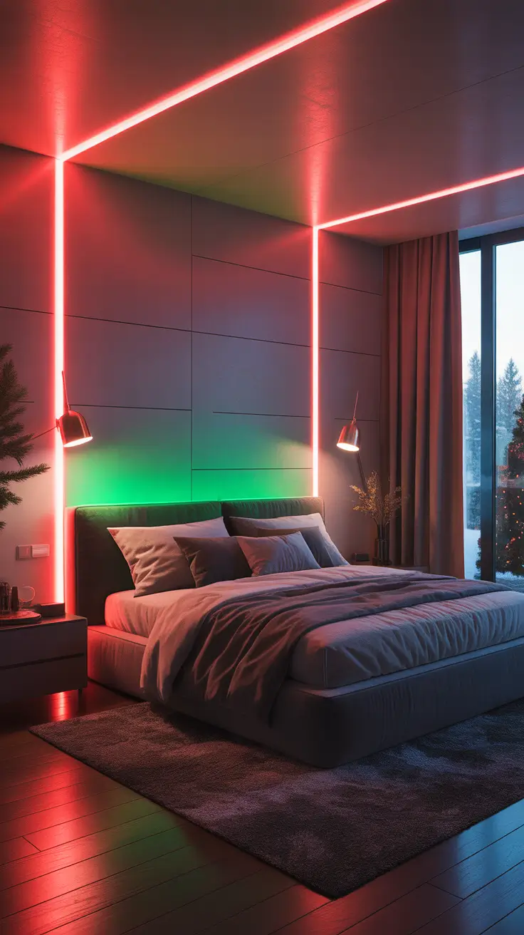 Christmas lights in the bedroom 2025 Holiday Bedroom Mood Lighting With LEDs