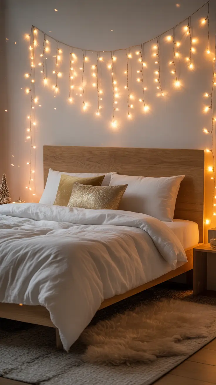 Christmas lights in the bedroom 2025 Ideas how to hang fairy lights above the bed