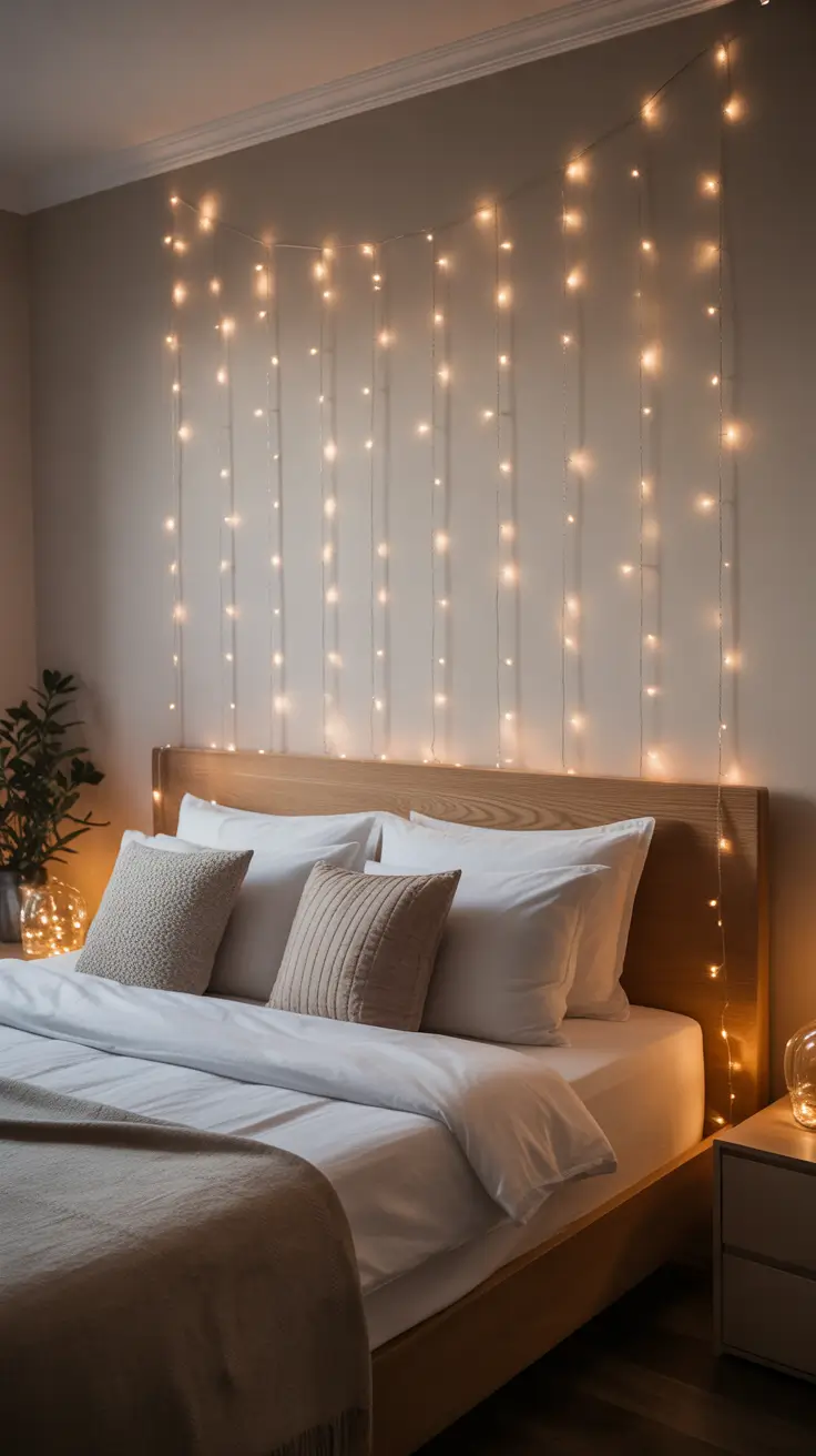 Christmas lights in the bedroom 2025 Ideas how to hang fairy lights above the bed